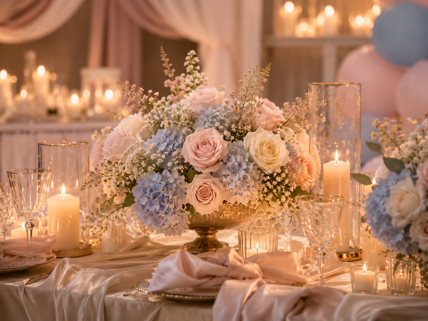 Pastel floral celebration table